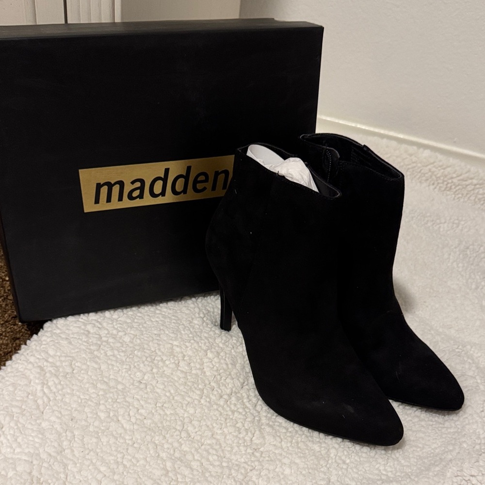 Madden Women's Black Suede Heeled Boots